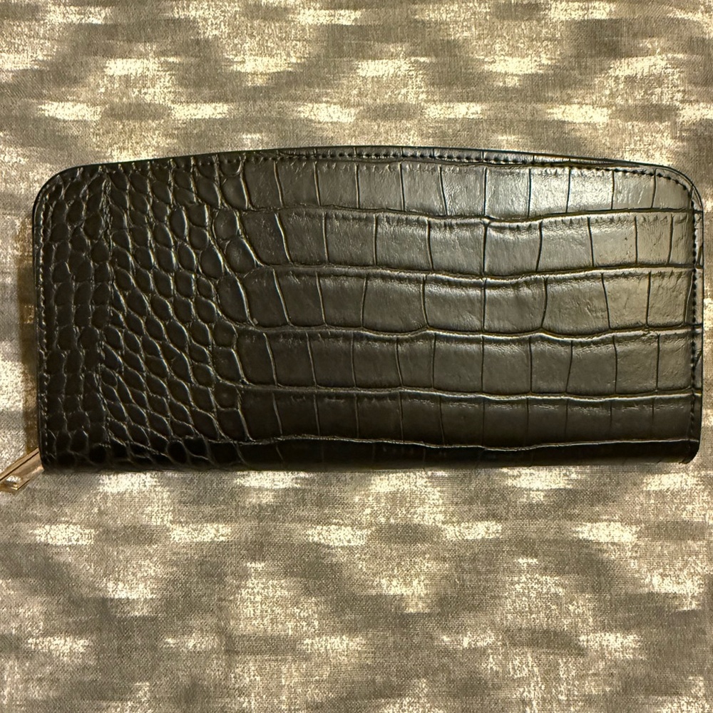 A New Day Black Wallet with Gold Zipper
